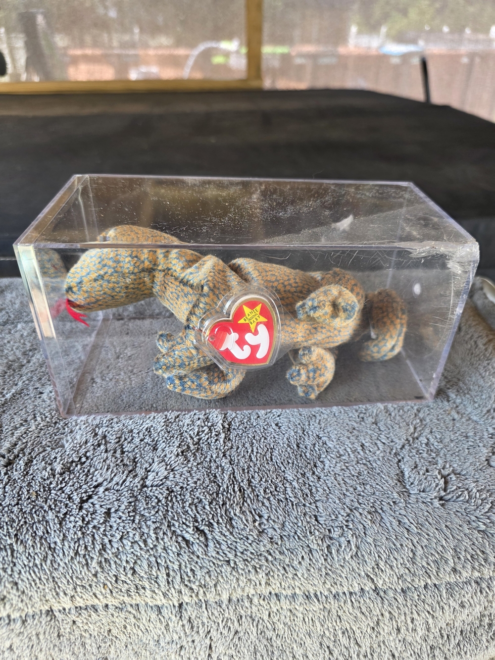 Ty Beanie Buddy Plush Snake - Tan and Blue